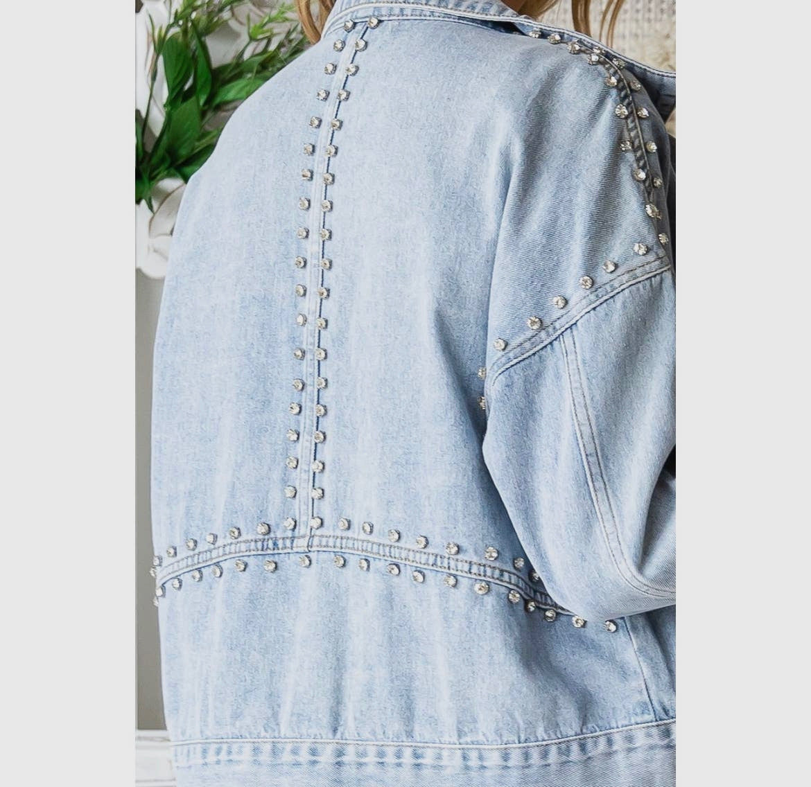 Chunky Rhinestone Denim Jacket