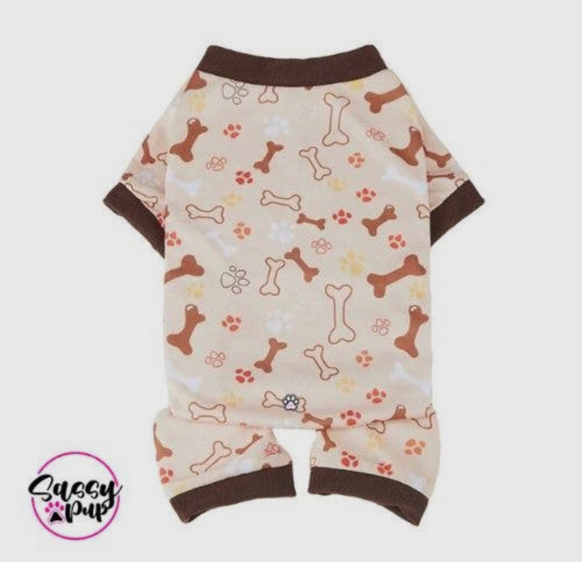 Sassy Pup Dog Pajamas Bones and Paw Prints