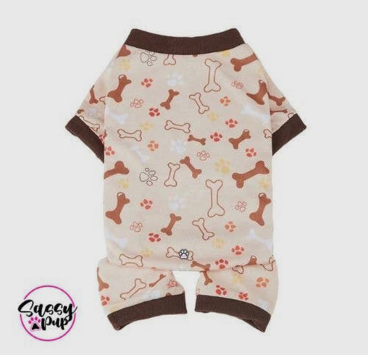 Sassy Pup Dog Pajamas Bones and Paw Prints