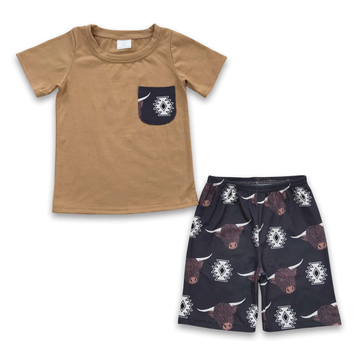 Carmel Highland Aztec Cow Pocket Shirt & Short Set