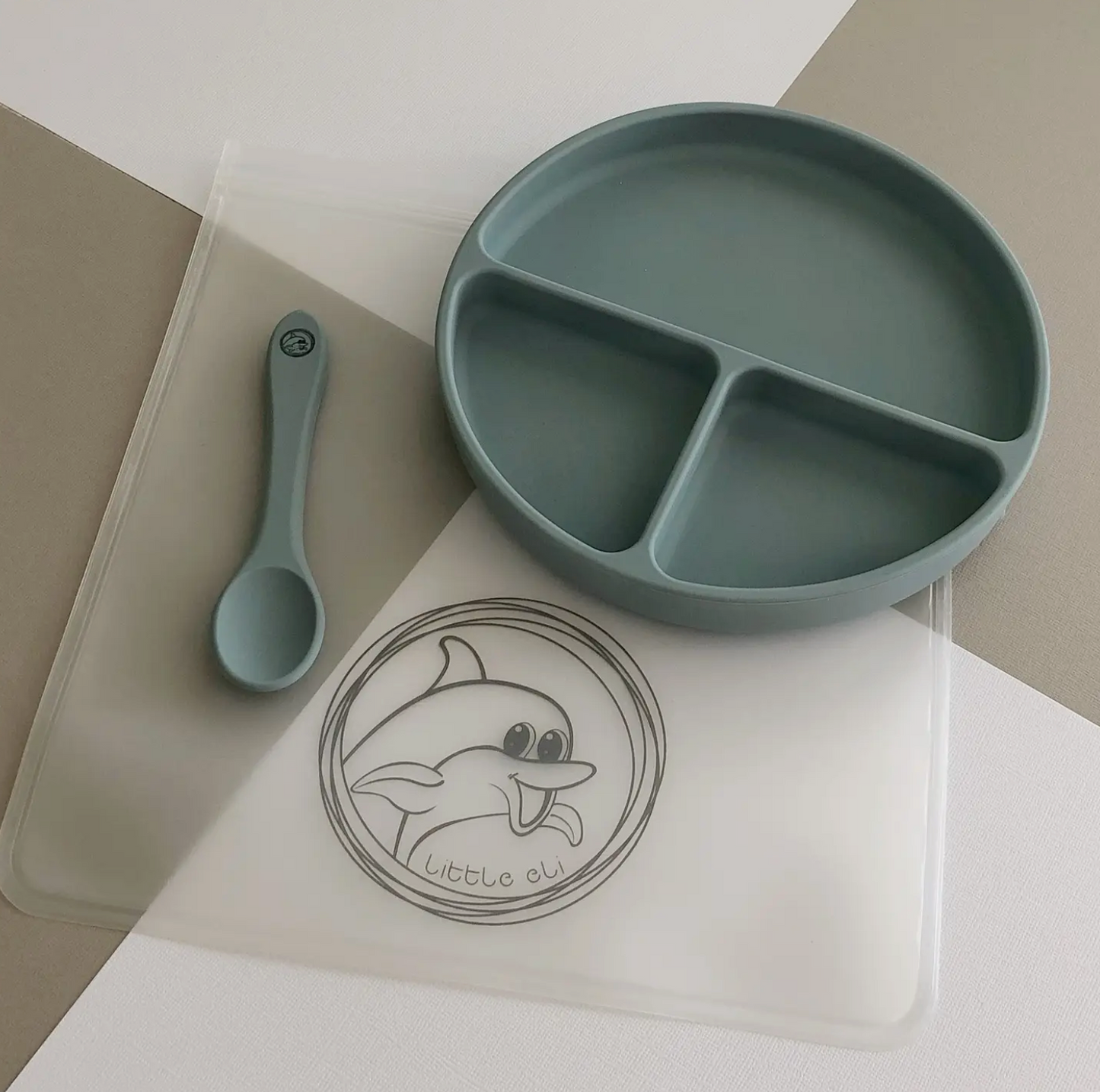 Silicone Suction Plate + Spoon + Storage Bag