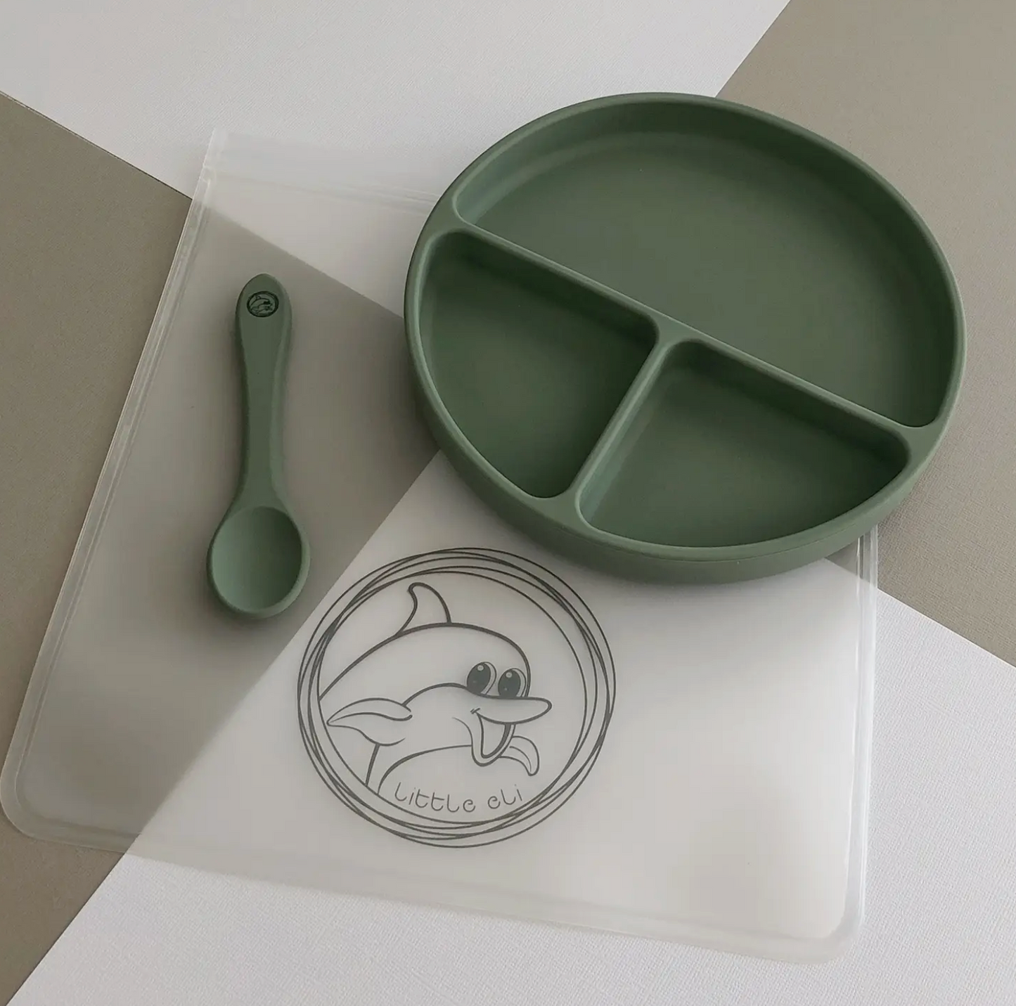 Silicone Suction Plate + Spoon + Storage Bag