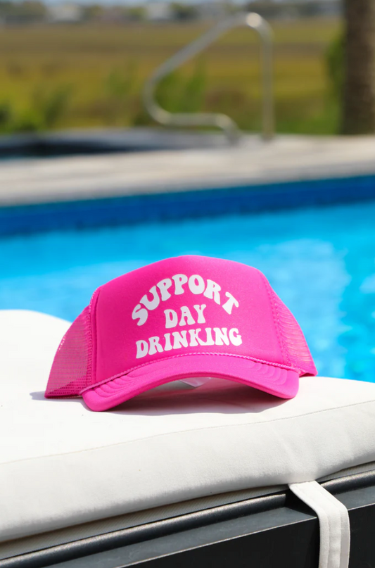 Support Day Drinking Hot Pink Trucker Hat