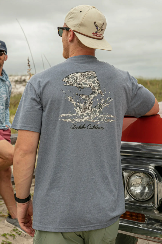 Jumping Camo Fish Mens Tee