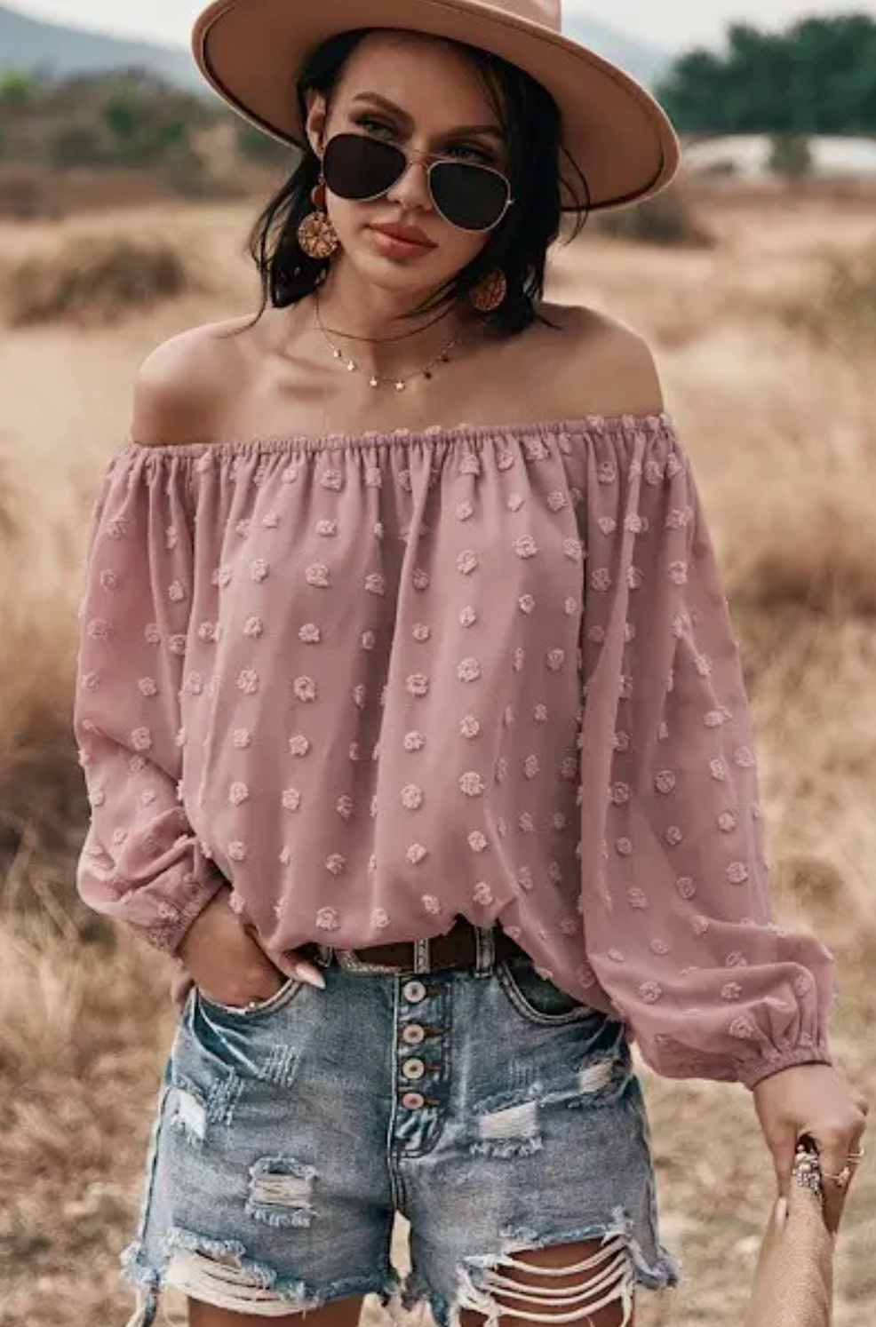 Off Shoulder Dotted Top