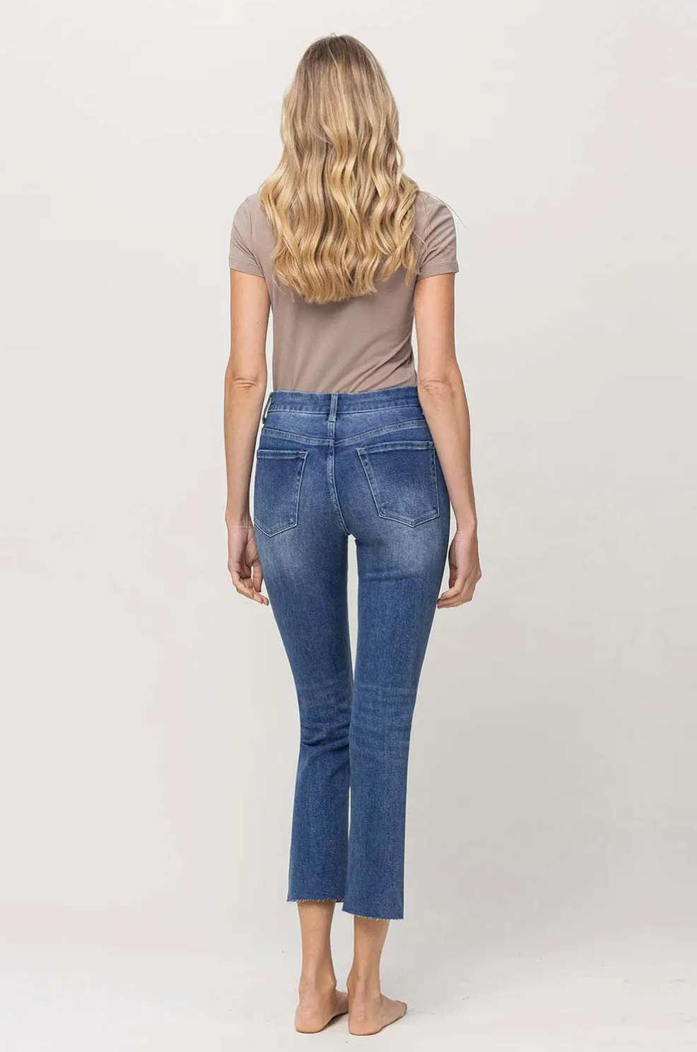 Mid Rise Crop Stretch Slim Straight