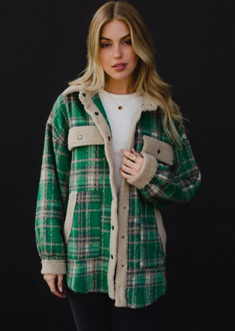 Green, Tan & Gray Plaid Jacket