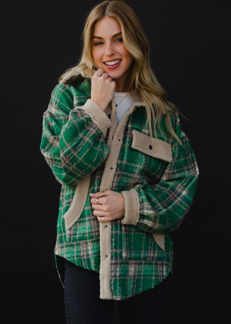 Green, Tan & Gray Plaid Jacket