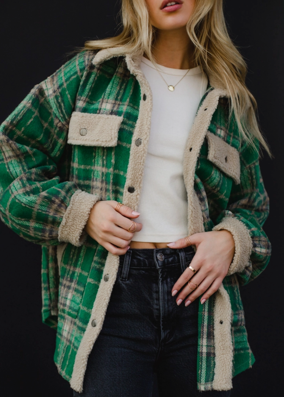 Green, Tan & Gray Plaid Jacket