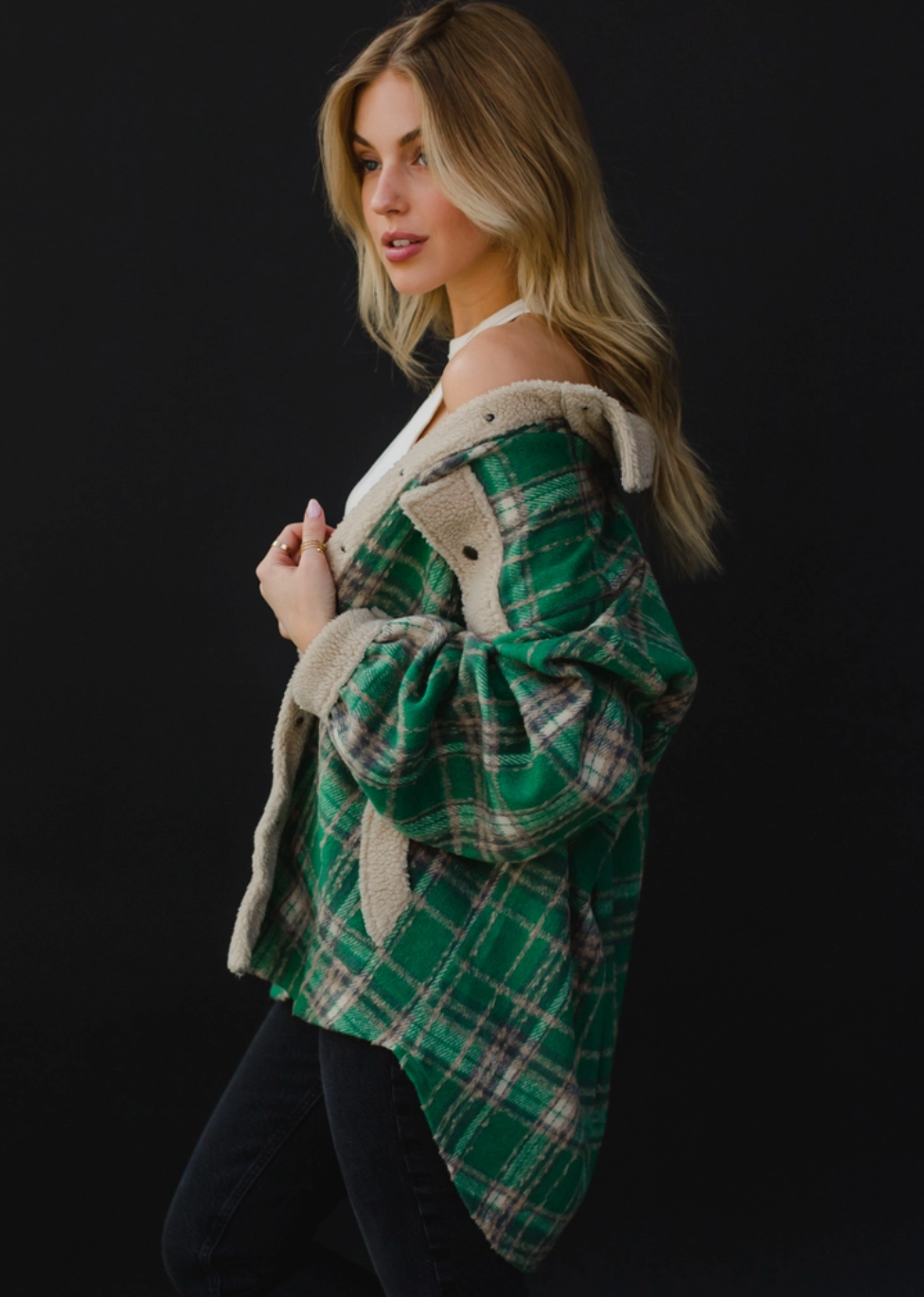 Green, Tan & Gray Plaid Jacket