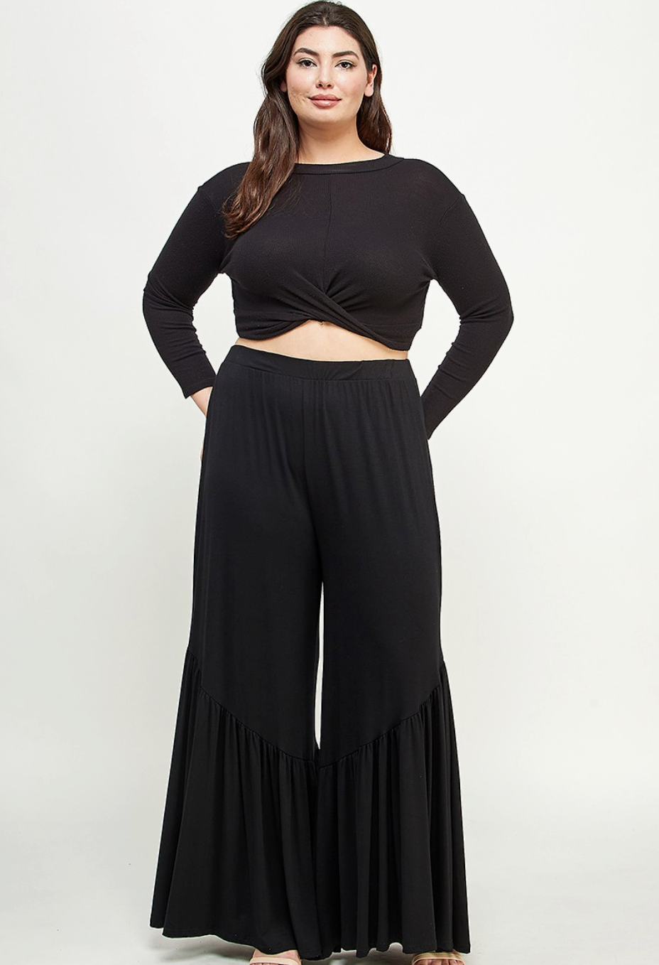 Plus Size High Waisted Ruffle Pant