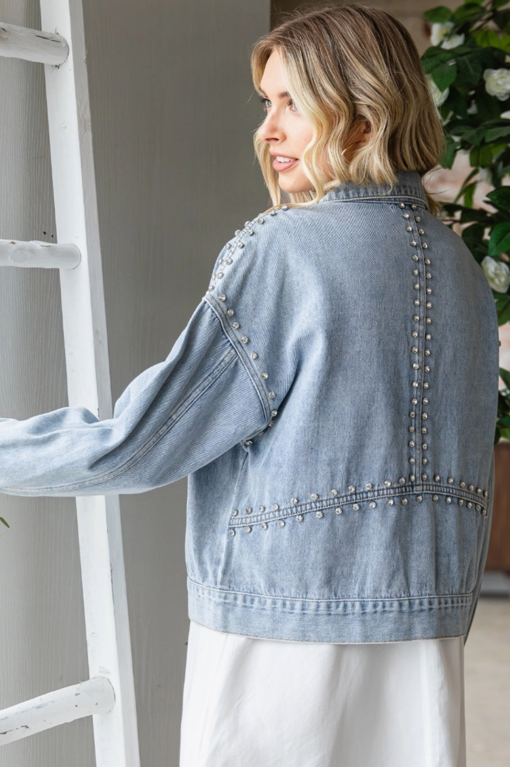 Chunky Rhinestone Denim Jacket