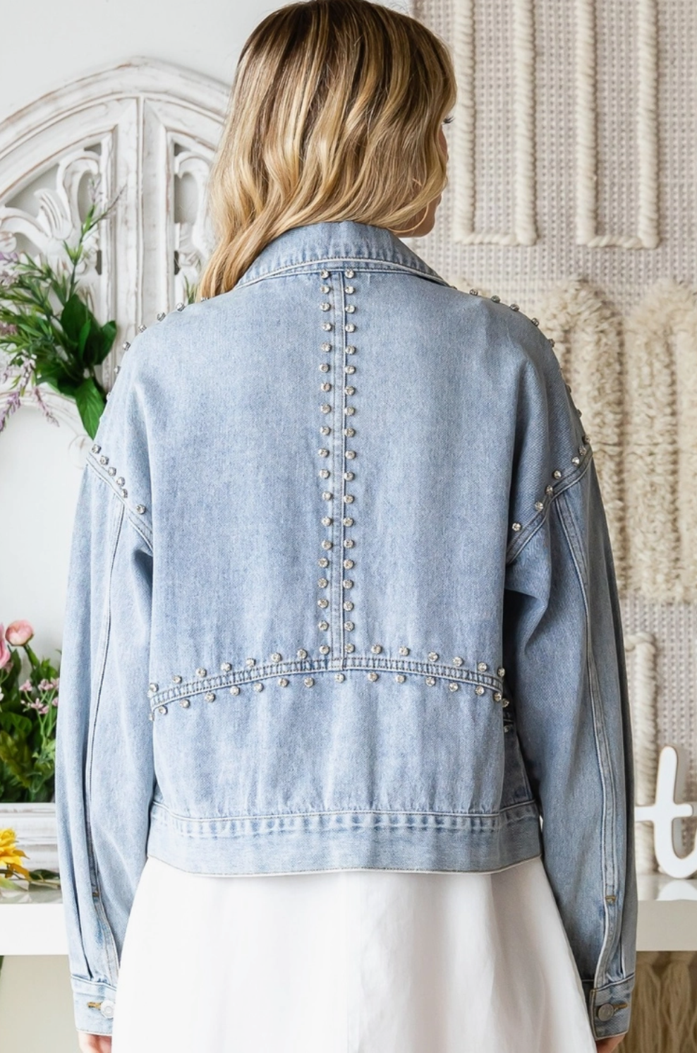 Chunky Rhinestone Denim Jacket