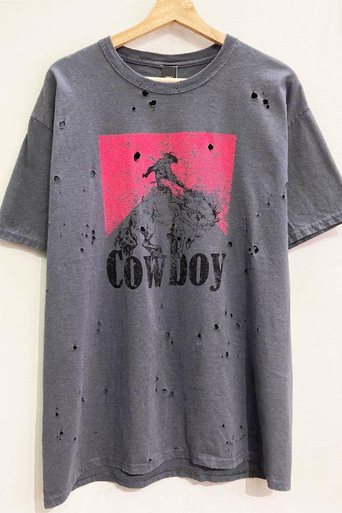 Cowboy All-Over Distressed Tee