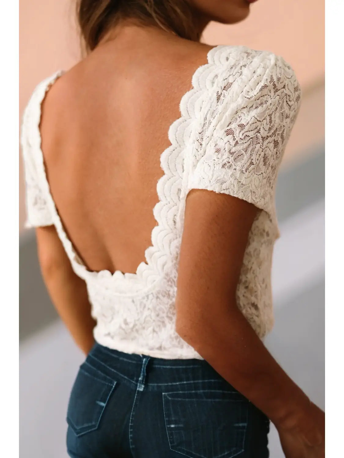 White lace tshirt bodysuit