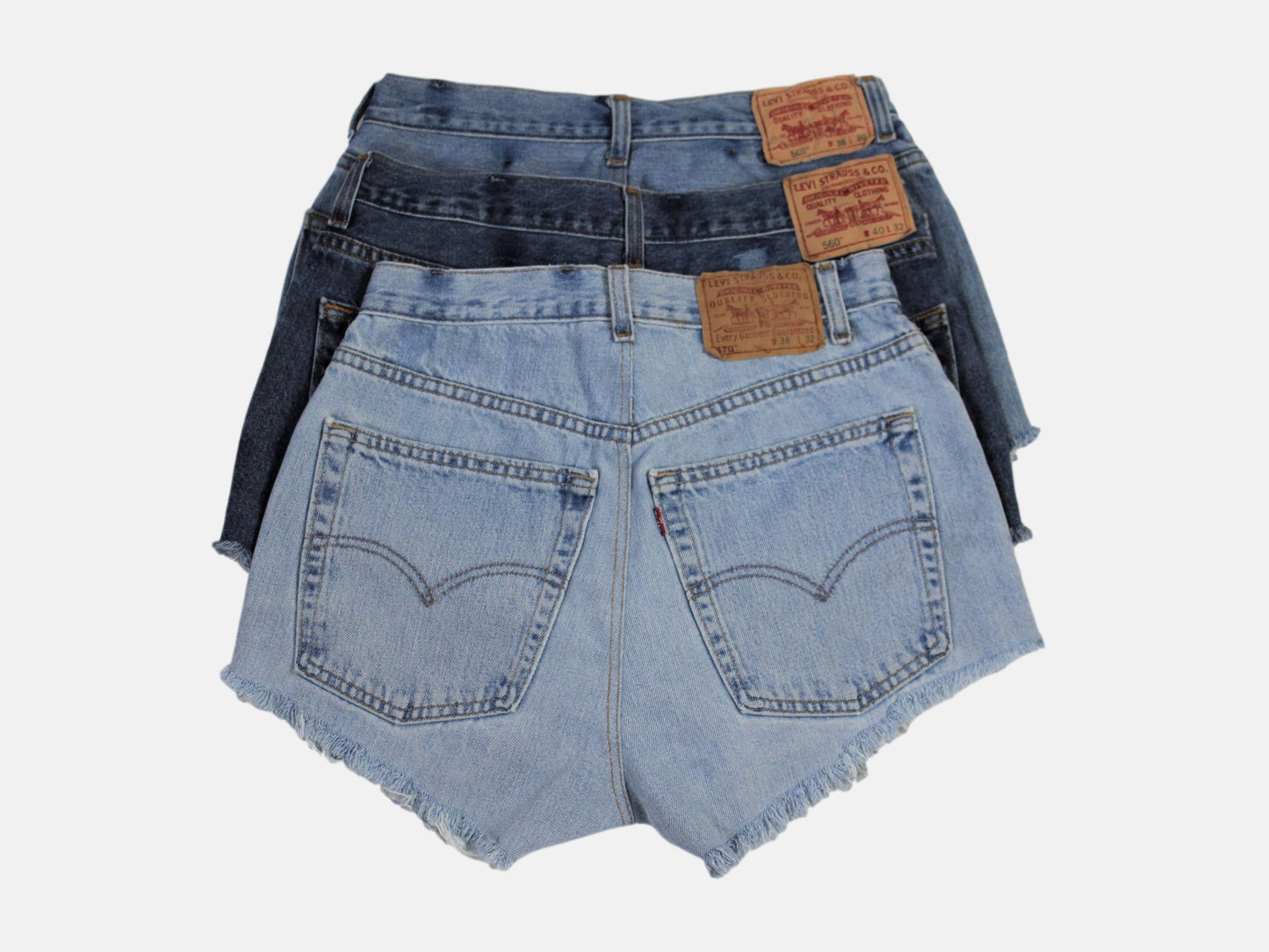 Upcycled Vintage Denim Shorts - Frayed