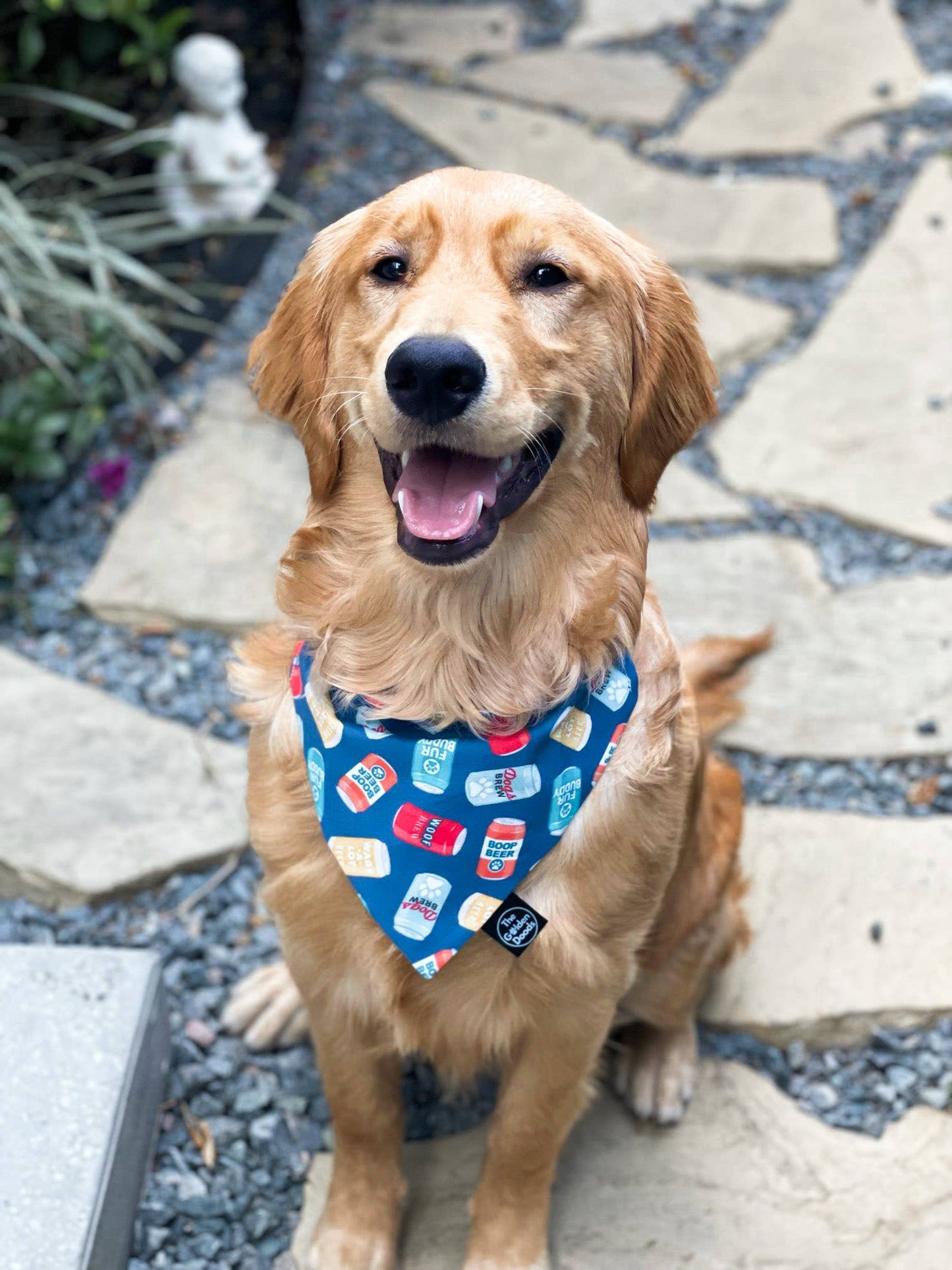 Navy Beer Can Dog Bandana