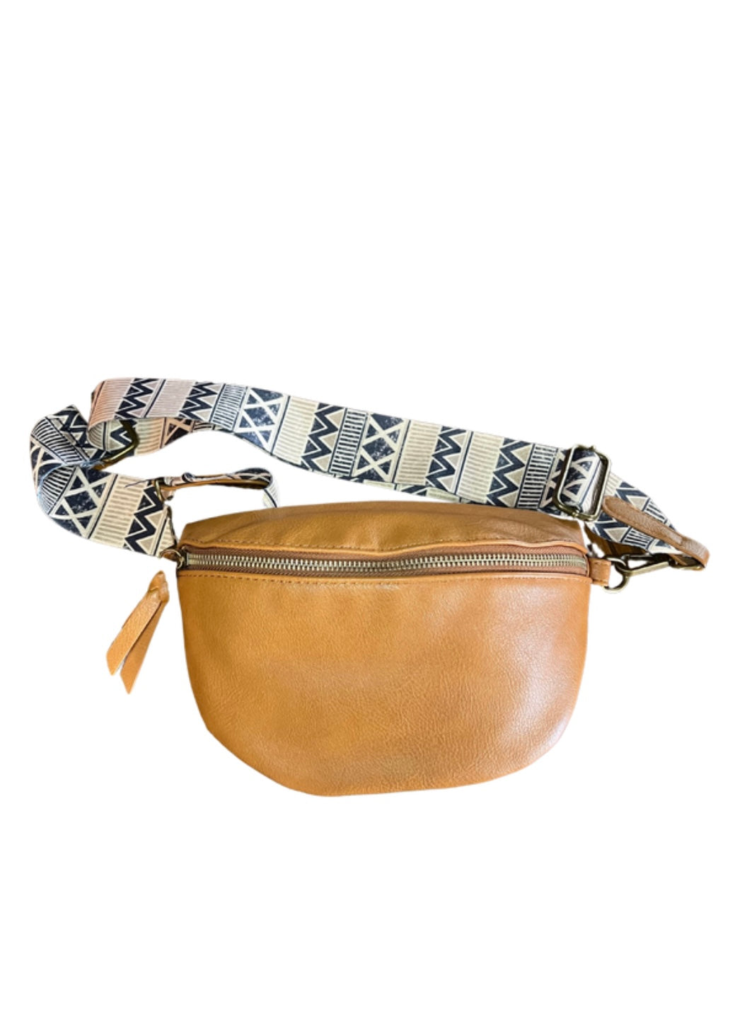 Leather Crossbody Bag w Aztec Strap