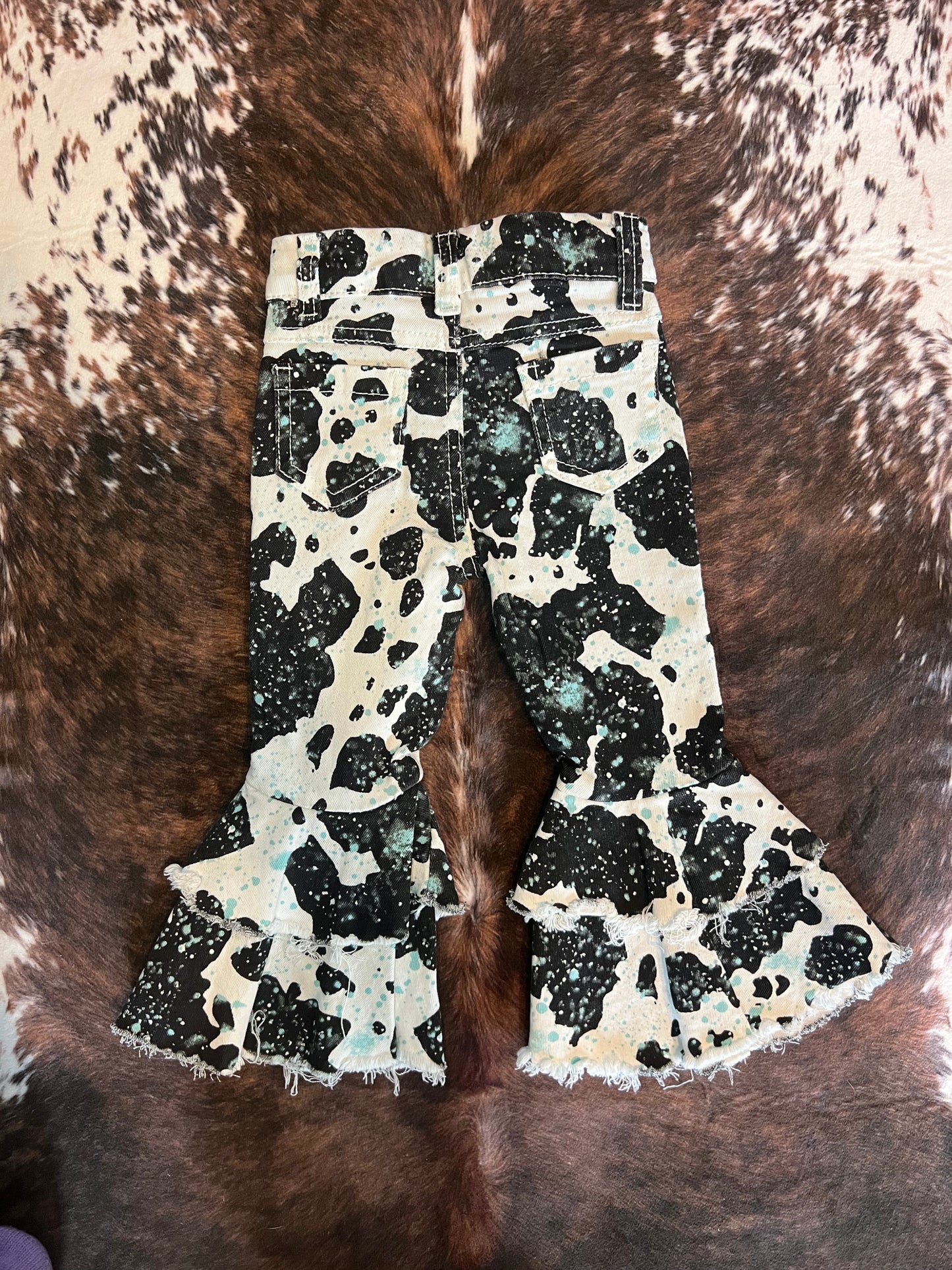 Cow Printed Bellbottom Jeans