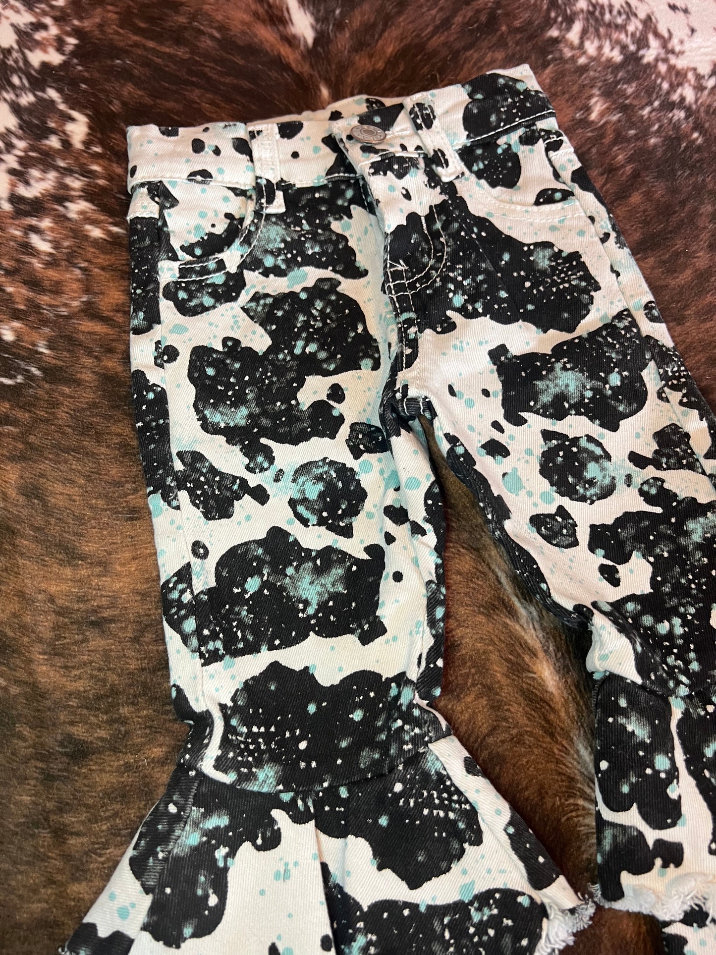 Cow Printed Bellbottom Jeans