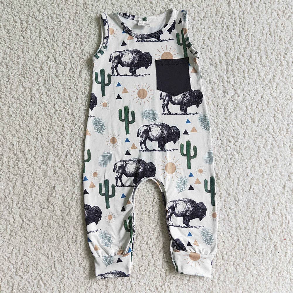 Boy's Buffalo and Cactus Romper