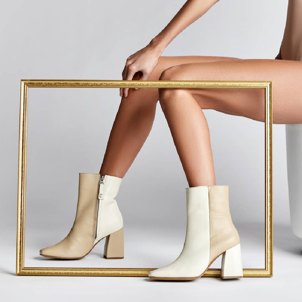 Muse ankle boots in ivory/tan arequipe leather