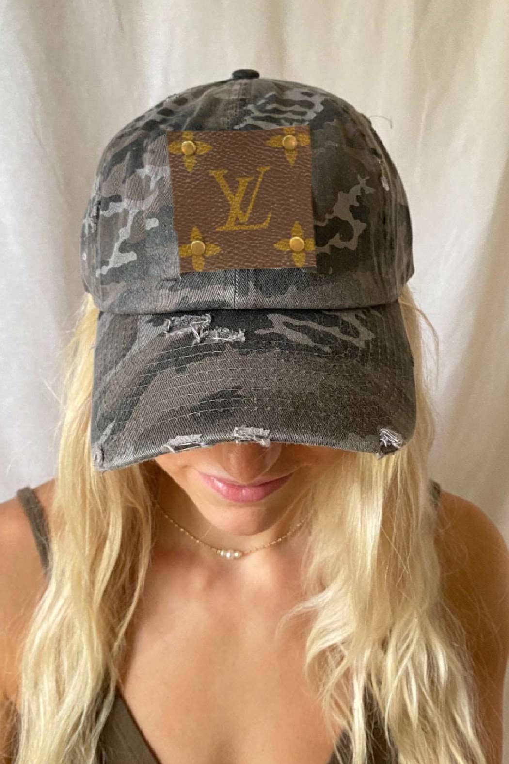 LV Up-Cycled  Black Camo Cap Rivets Only