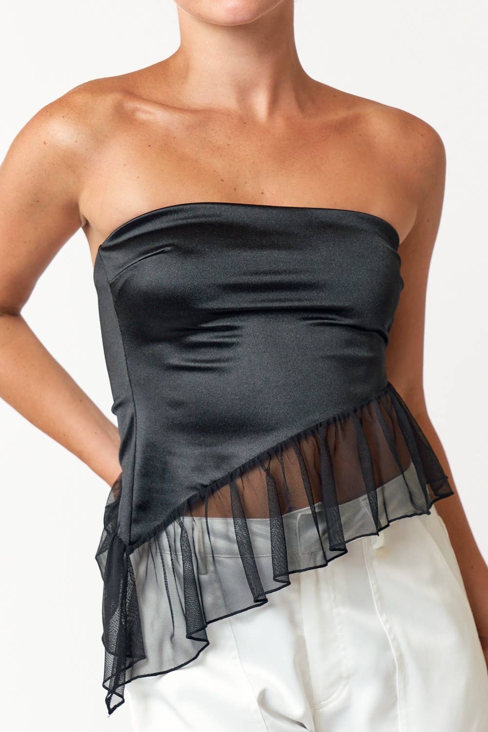 Black Silk Tube Top