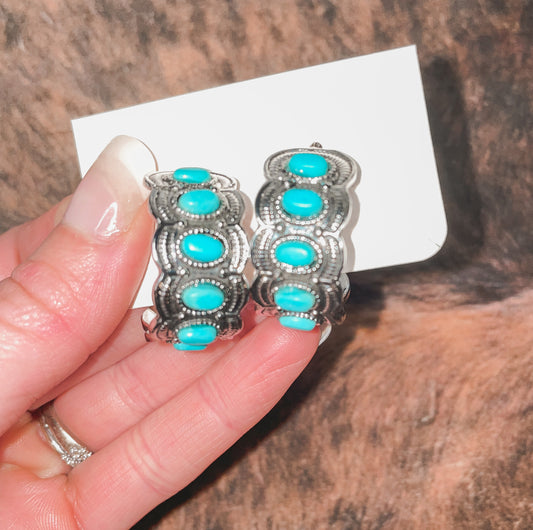 Turquoise Half Hoop Earrings