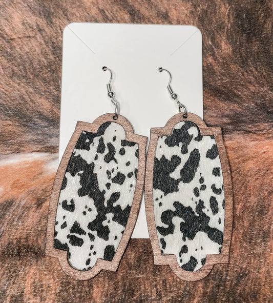 Wood Cow Earrings