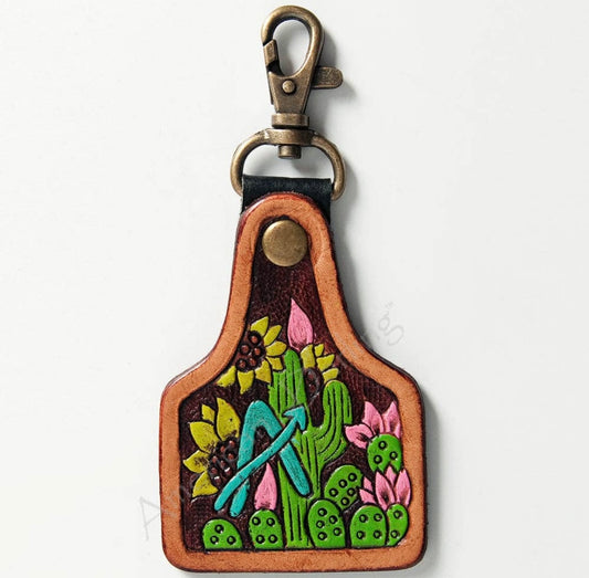 Leather Cactus Keychain