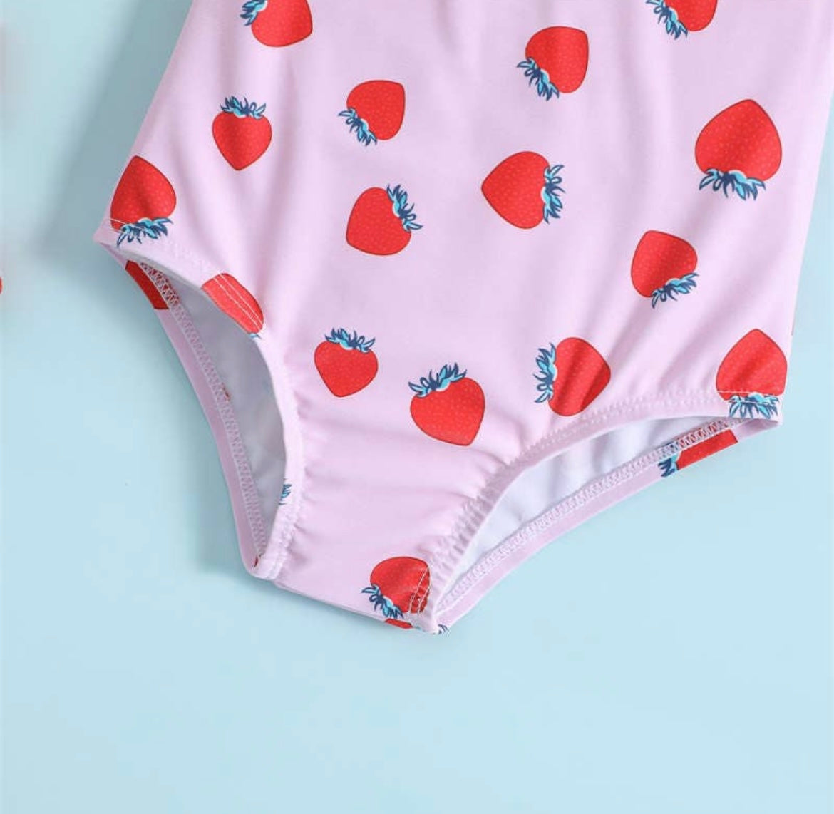 Backless Pink Strawberry One-Piece Swimsuit