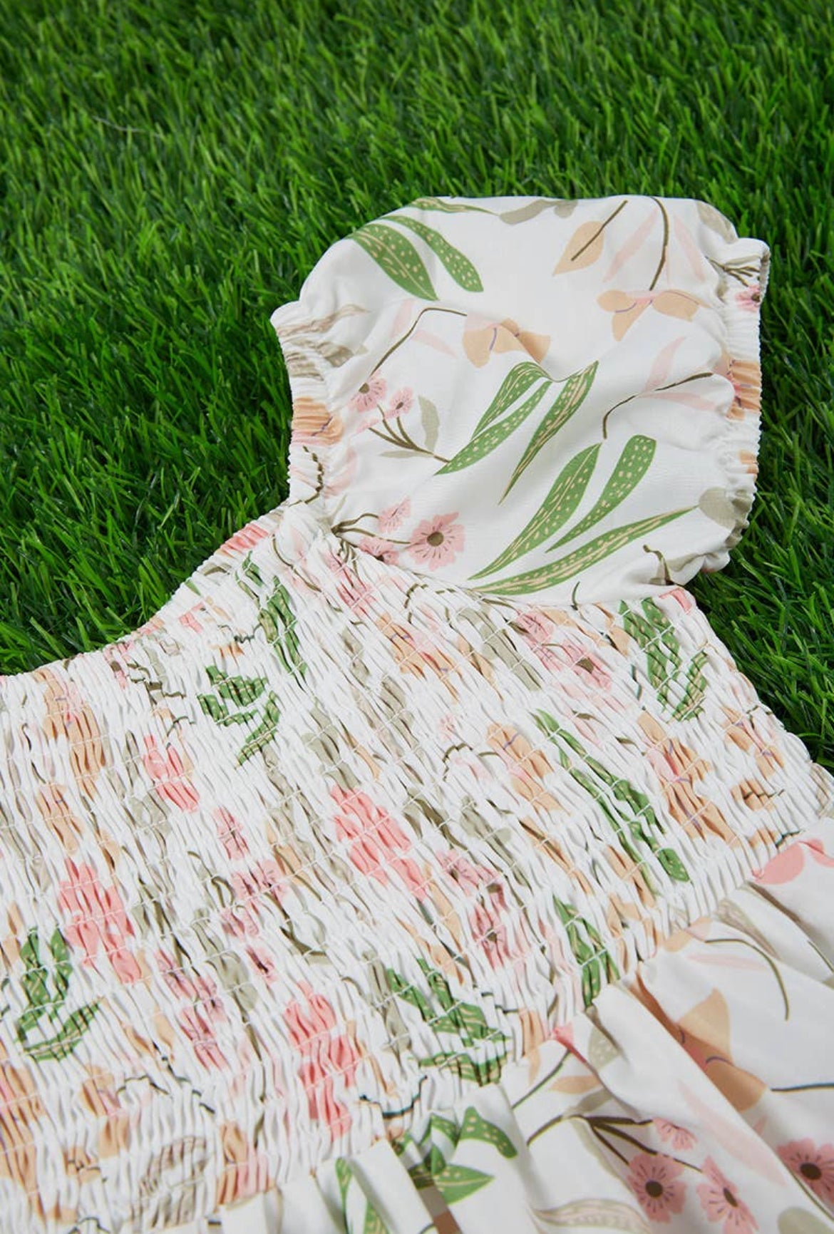 Fresh Breeze/ Floral Printed Bubble Sleeve Dress